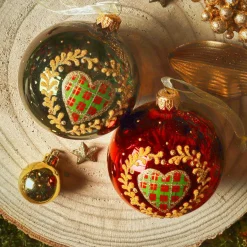 Boule De Noël|KAEMINGK Lot de 6 boules de Noël en verre (D80 mm) Saint-Moritz Bordeaux
