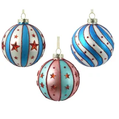 Boule De Noël|KAEMINGK Lot de 12 boules de Noël en verre (D80 mm) Grand Chapiteau Multicolore Bleu