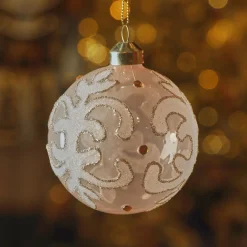 Boule De Noël|KAEMINGK Lot de 3 boules de Noël en verre (D80 mm) Castel Perle