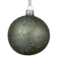 Boule De Noël|KAEMINGK Lot de 6 boules de Noël en verre (D80 mm) Feux d'artifice Vert romarin