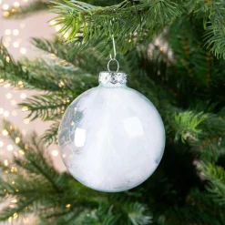 Boule De Noël|KAEMINGK Lot de 4 boules de Noël en verre (D70 mm) Plumes Transparent