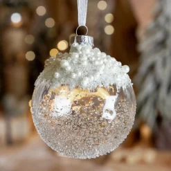 Boule De Noël|KAEMINGK Lot de 3 boules de Noël en verre (D80 mm) Mouchetée Blanc irisé