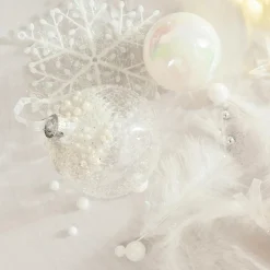 Boule De Noël|KAEMINGK Lot de 3 boules de Noël en verre (D80 mm) Mouchetée Blanc irisé