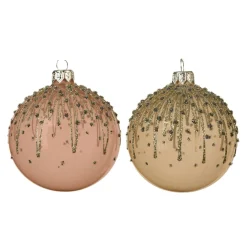Boule De Noël|KAEMINGK Lot de 6 boules de Noël en verre (D80 mm) Givrées Rose poudré