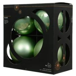 Boule De Noël|KAEMINGK Lot de 4 boules de Noël en verre (D100 mm) Boréal Vert matcha