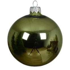 Boule De Noël|KAEMINGK Lot de 6 boules de Noël en verre (D80 mm) Arctique brillante Thé Vert