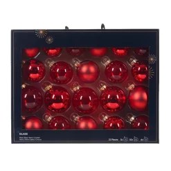 Boule De Noël|KAEMINGK Lot de 21 boules de Noël en verre Assorties Cristal Rouge