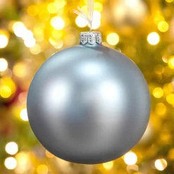 Boule De Noël|KAEMINGK Lot de 4 boules de Noël en verre (D100 mm) Arctique mate Bleu brumeux