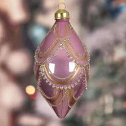 Boule De Noël|KAEMINGK Lot de 2 boules de Noël en verre (D60 mm) Élégance Gatsby Rose Vieux rose