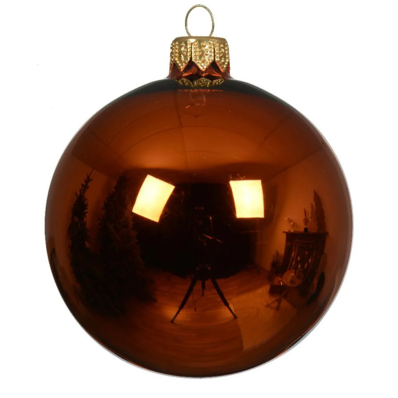 Boule De Noël|KAEMINGK Lot de 6 boules de Noël en verre (D80 mm) Arctique brillante Citrouille Orange Citrouille