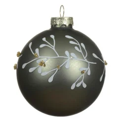 Boule De Noël|KAEMINGK Lot de 3 boules de Noël en verre (D80 mm) Feuillage d'hiver Vert romarin