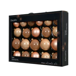 Boule De Noël|KAEMINGK Lot de 21 boules de Noël en verre (D60 à 75 mm) Assorties Cristal Pêche
