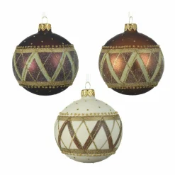 Boule De Noël|KAEMINGK Lot de 6 boules de Noël en verre (80 mm) Elia Cannelle