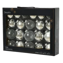 Boule De Noël|KAEMINGK Lot de 21 boules de Noël en verre (D60 à 75 mm) Assorties Cristal Argent