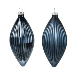 Boule De Noël|KAEMINGK Lot de 3 boules de Noël en verre (D60 mm) Goutte précieuse Bleu nuit