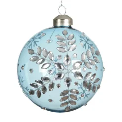 Boule De Noël|KAEMINGK Lot de 2 boules de Noël en verre (D100 mm) Glace de diamant Bleu Ciel