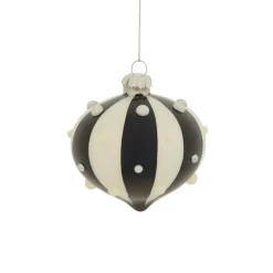 Boule De Noël|JJA Lot de 3 boules de Noël en verre (D80 mm) Carnaval d'Hiver et Blanc Noir