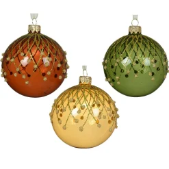 Boule De Noël|KAEMINGK Lot de 6 boules de Noël en verre (D80 mm) Vintage Reno Multicolore