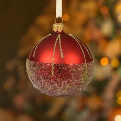 Boule De Noël|KAEMINGK Lot de 6 boules de Noël en verre (D80 mm) Ballotine Rouge