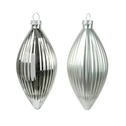 Boule De Noël|KAEMINGK Lot de 3 boules de Noël en verre (D60 mm) Goutte précieuse Argent