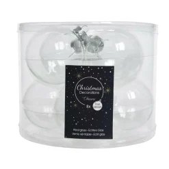 Boule De Noël|KAEMINGK Lot de 8 boules de Noël en verre (D70 mm) Myst Transparent