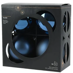 Boule De Noël|KAEMINGK Lot de 4 Boules de Noël en verre (D100 mm) Boréal Bleu nuit