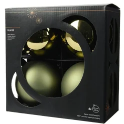 Boule De Noël|KAEMINGK Lot de 4 boules de Noël en verre (D100 mm) Boréal Vert romarin