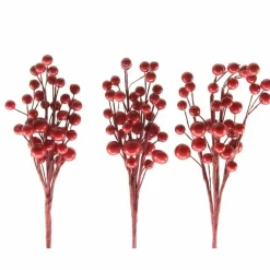 Déco De Table|Branches Artificielles|KAEMINGK Lot de 3 branches de Baies (15 cm) Billa Rouge
