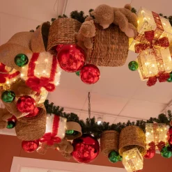 Déco Et Objet De Noël|Déco Et Objet Lumineux|EMINZA Lot de 3 cadeaux lumineux à piles 65 LED (H30 cm) Ruban Rouge et Blanc chaud