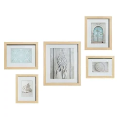 Toile, Cadre, Déco Murale|ATMOSPHERA Lot de 5 cadres photo en bois Ethnique Naturel