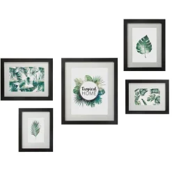 Toile, Cadre, Déco Murale|ATMOSPHERA Lot de 5 cadres Tropical Noir