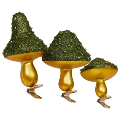 Décoration De Sapin|JJA Lot de 3 champignons sur pince (H10 cm) Paillettes de Noël Vert