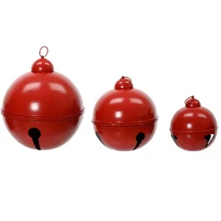 Personnage, Objet Grand Format|KAEMINGK Lot de 3 Cloches Géantes en métal à suspendre (D52-42-31 cm) Grisons Rouge