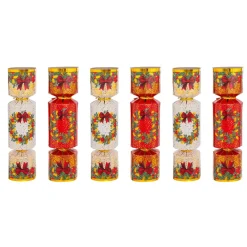 Déco De Table|JJA Lot de 6 crackers de Noël Festivités Rouge et Blanc Multicolore