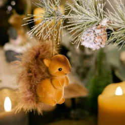 Décoration De Sapin|KAEMINGK Lot de 2 écureuils à  suspendre (H6 cm) Sciurius Marron