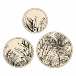 Toile, Cadre, Déco Murale|OSTARIA Lot de 3 décorations murales (D25-30-35 cm) Acapulco Marron