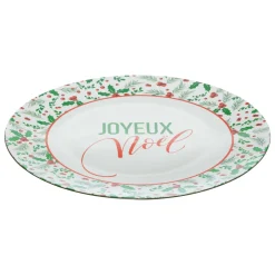 Vaisselle De Noël|FEERIC LIGHTS Lot de 12 dessous d'assiette (D33 cm) Houx de Noël Vert