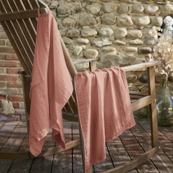 Accessoire Cuisine|EMINZA Lot de 2 essuie-mains gaze de coton (70 cm) Gaïa Rose Pêche