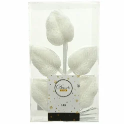 Décoration De Sapin|KAEMINGK Lot de 12 feuilles à suspendre (H36 cm) Alpine Blanc