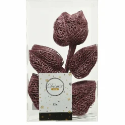 Décoration De Sapin|KAEMINGK Lot de 12 feuilles à suspendre (H36 cm) Alpine Vieux rose