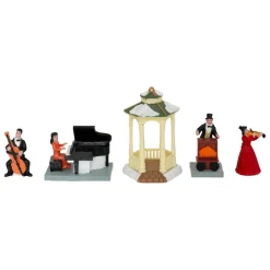 Personnage Et Accessoire Pour Village|JJA Lot de 5 figurines et accessoires pour village (H22 cm) Musique et kiosque Multicolore