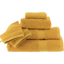 Linge De Bain|Gant De Toilette|TENDANCE Lot de 2 gants de toilette coton (15 x 21 cm) Timeless Jaune moutarde