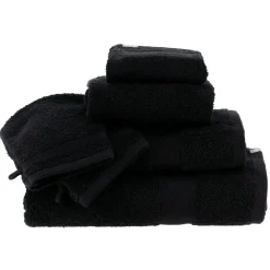 Linge De Bain|Gant De Toilette|TENDANCE Lot de 2 gants de toilette coton (15 x 21 cm) Timeless Noir