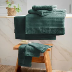 Linge De Bain|Gant De Toilette|EMINZA Lot de 2 gants de toilette coton bio (15 x 21 cm) Méline Vert émeraude