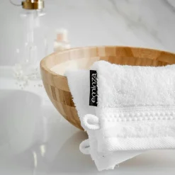 Linge De Bain|Gant De Toilette|EMINZA Lot de 2 gants de toilette coton bio (15 x 21 cm) Méline chantilly Blanc