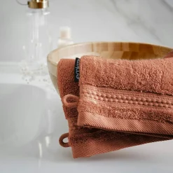Linge De Bain|Gant De Toilette|EMINZA Lot de 2 gants de toilette coton bio (15 x 21 cm) Méline Terracotta