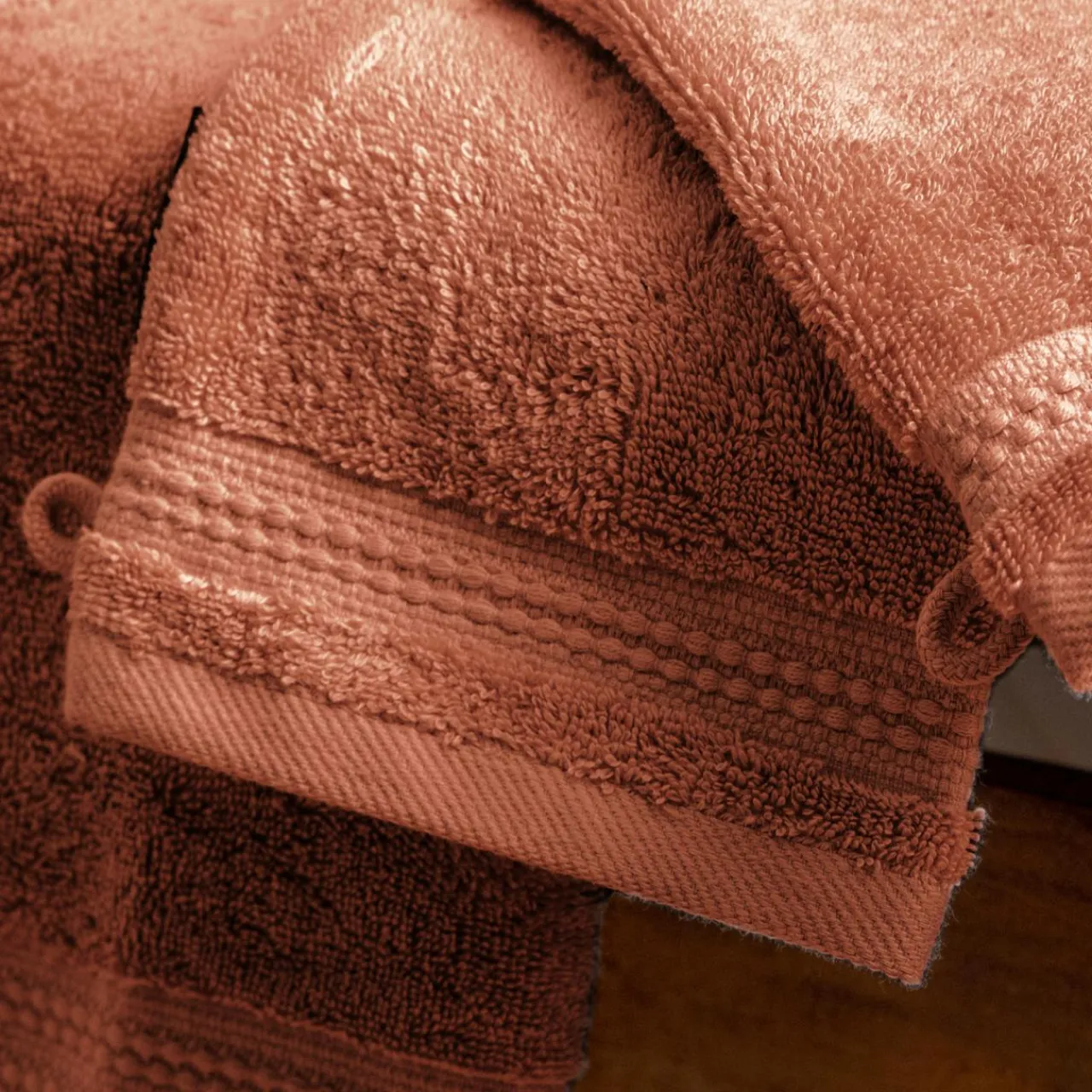 Linge De Bain|Gant De Toilette|EMINZA Lot de 2 gants de toilette coton bio (15 x 21 cm) Méline Terracotta