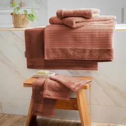 Linge De Bain|Gant De Toilette|EMINZA Lot de 2 gants de toilette coton bio (15 x 21 cm) Méline Terracotta