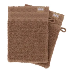 Linge De Bain|Gant De Toilette|TENDANCE Lot de 2 gants de toilette coton (15 x 21 cm) Season Color Caramel