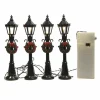 Personnage Et Accessoire Pour Village|KAEMINGK Lot de 4 lampadaires illuminés (H12 cm) pour aménager un village